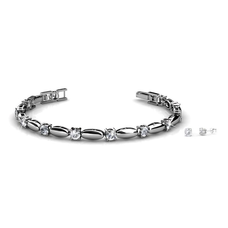 MGJ Austrian Crystal Row Bracelet & Earrings Set